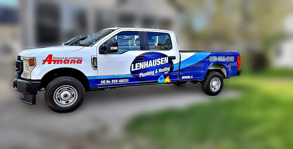 Lenhausen Plumbing and Heating service truck wrap by Chicago Fleet Wraps