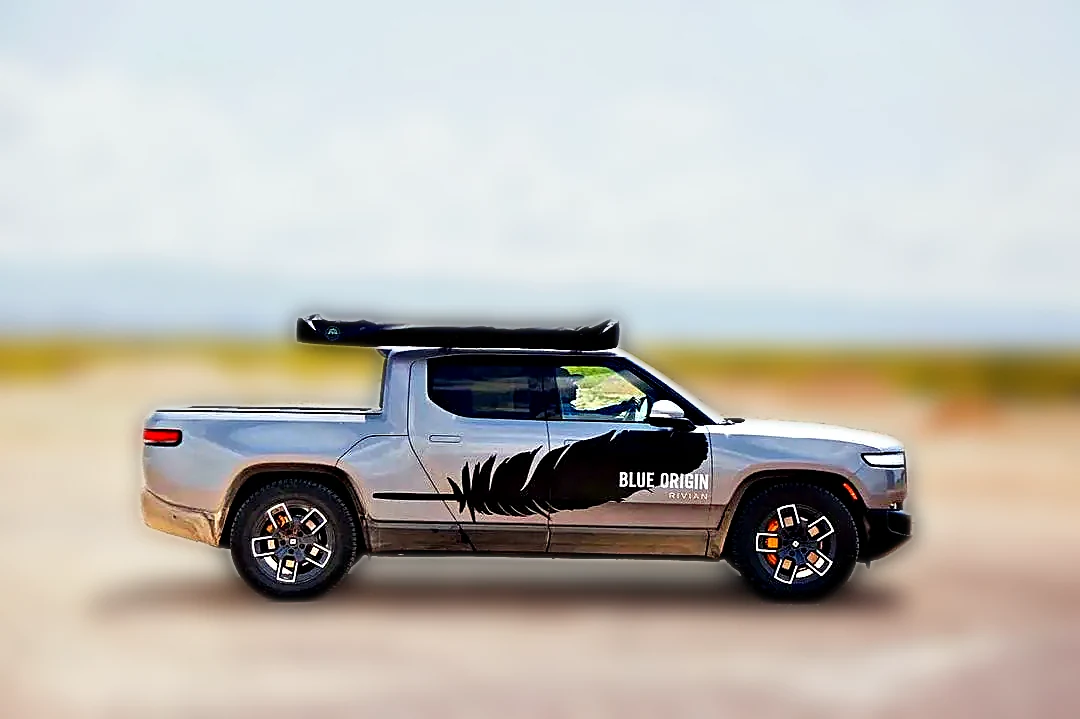 Blue Origin Rivian wrap. Specialty aerospace branding program