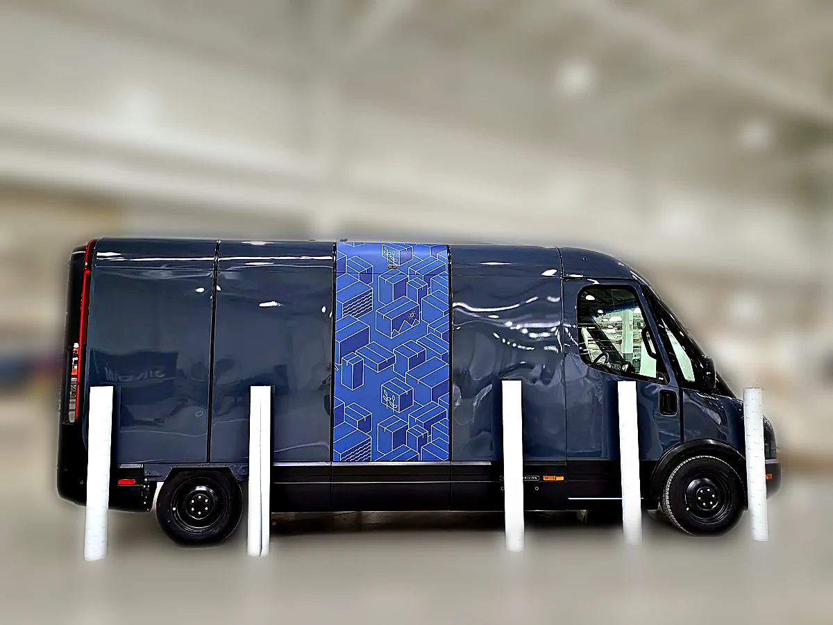 Blue Rivian · EV Wrap. Chicago Fleet Wraps