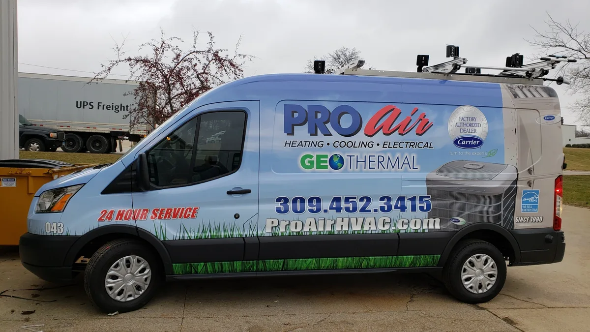 Pro Air heating and cooling Transit van wrap by Chicago Fleet Wraps